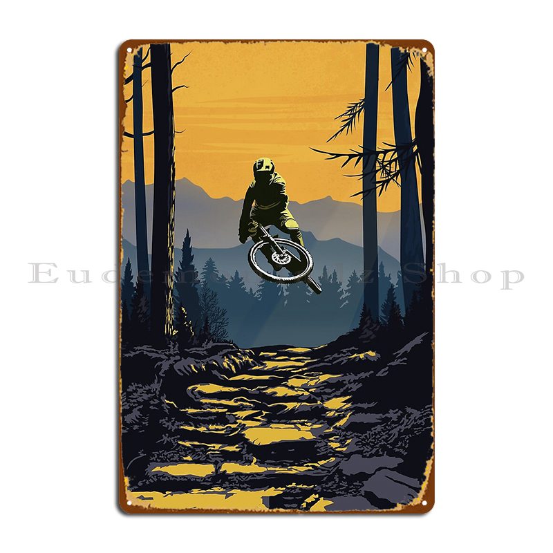 Mountain Biking Europe - Retro Gestileerde Downhill Mountainbiken Metalen Borden