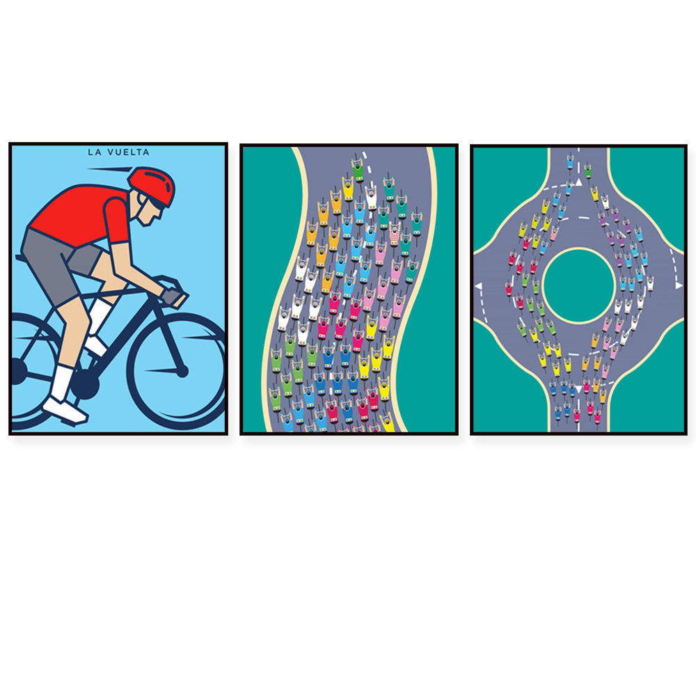 Mountain Biking Europe - Mountainbike print fietsrace routekaart artwork met